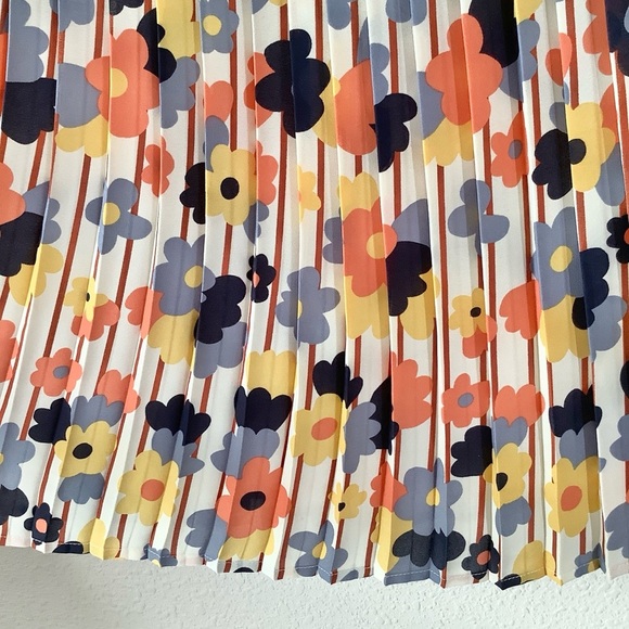 MODCLOTH Accordion Pleat Skirt Mod Floral Midi Preppy Office Retro Pin -Up Sz S - Picture 6 of 13